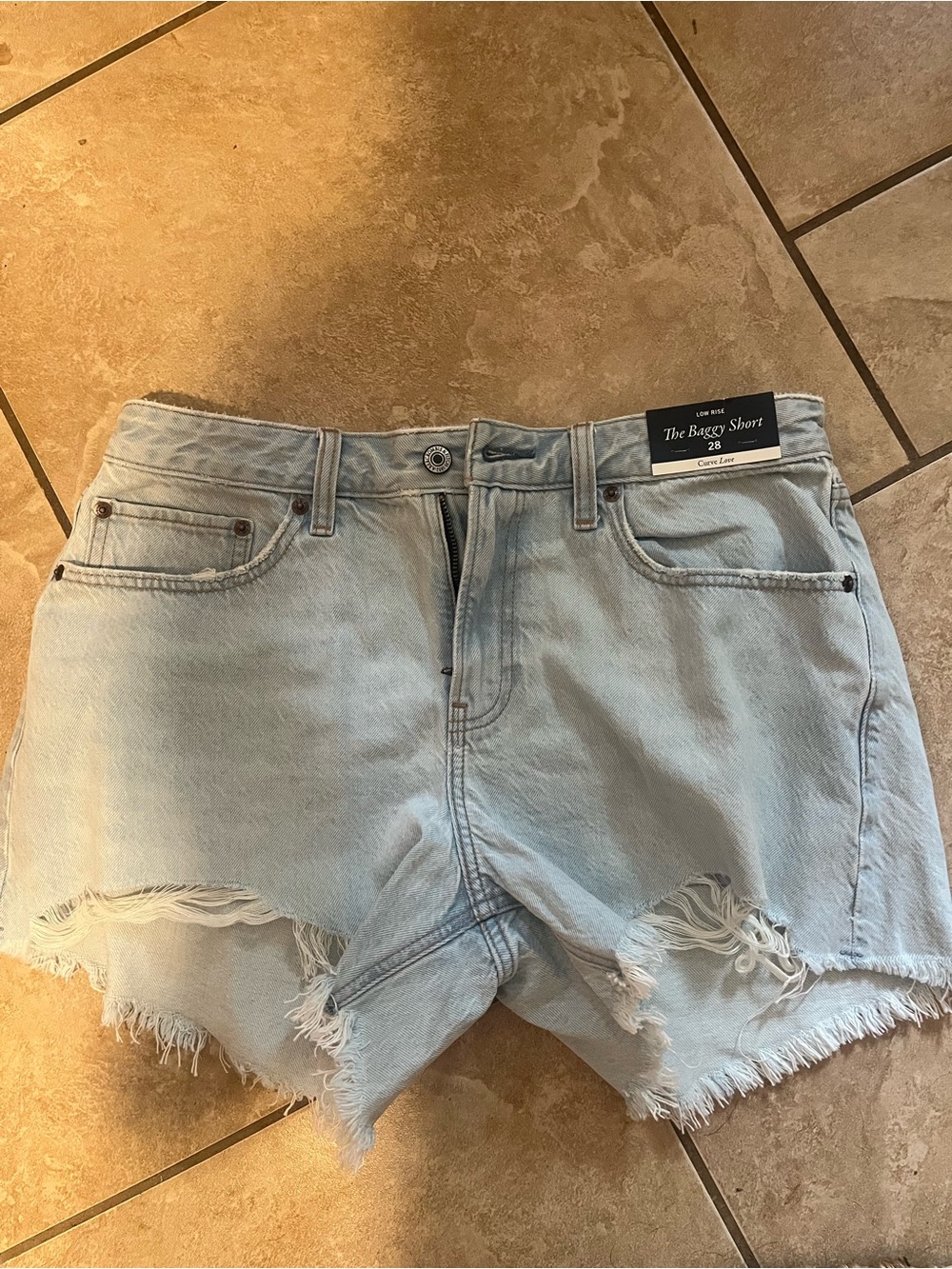 Abercrombie and Fitch NWT 
Curve love light Blue Distressed Women's Denim Shorts